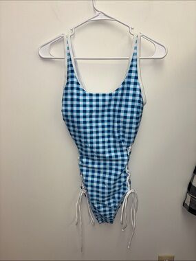 Cupshe Blue Gingham  One-Piece Swimsuit